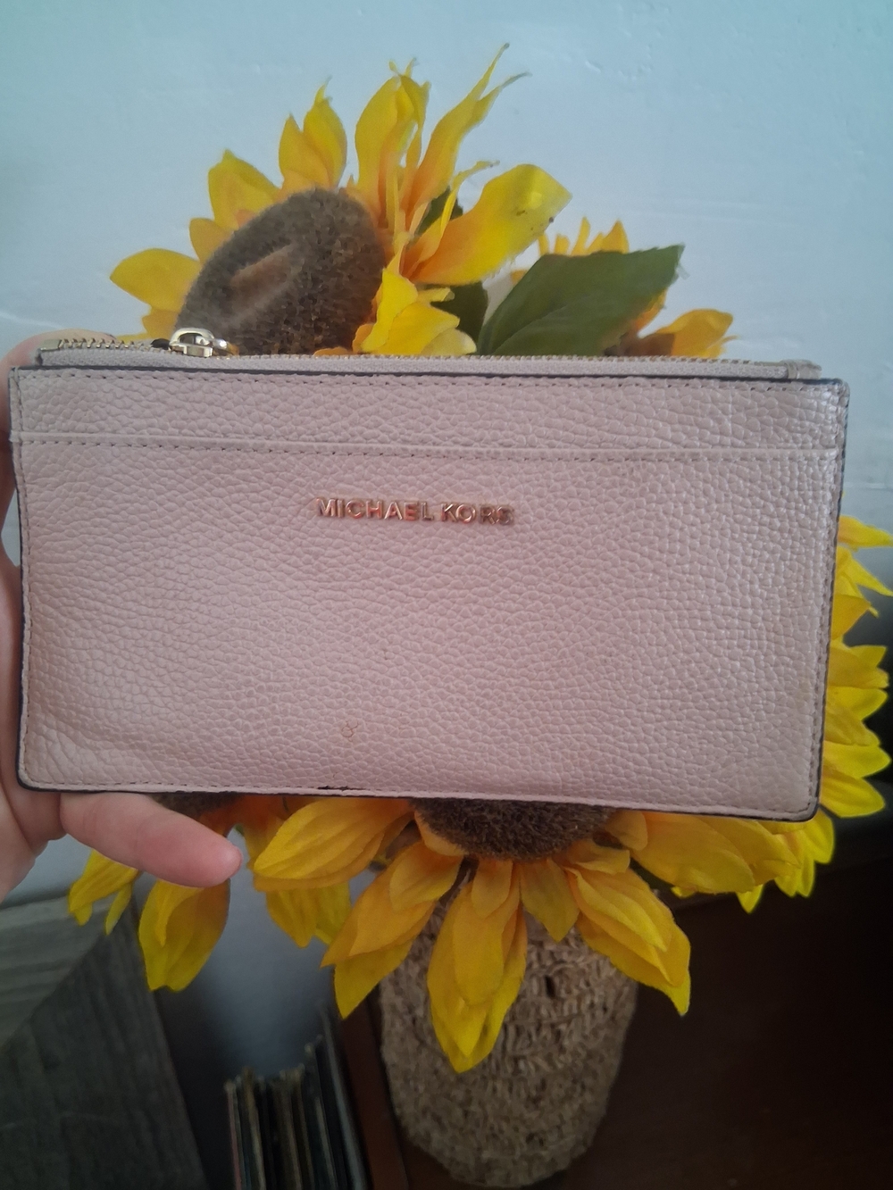 MICHAEL KORS Blush Pink Leather Zip Wallet